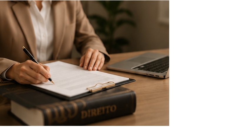 Assinatura de documento sobre um livro de Direito